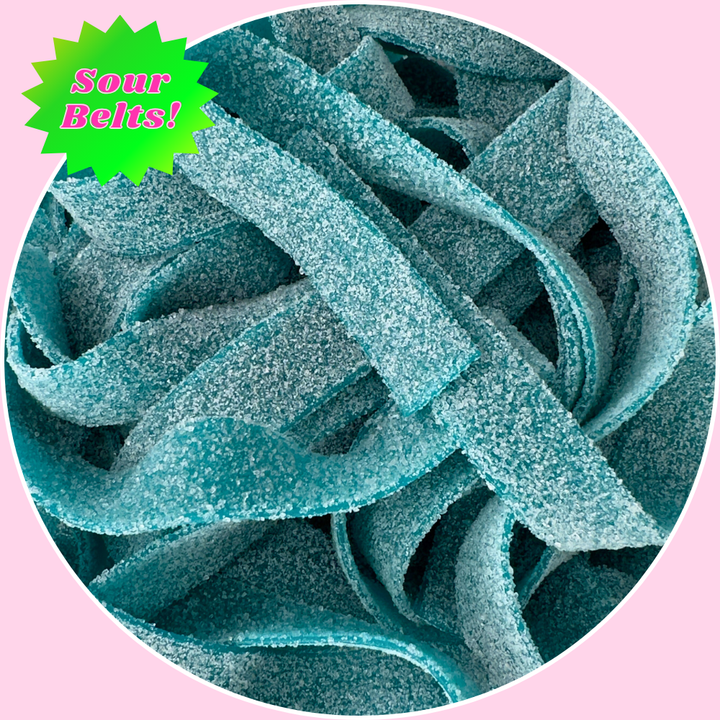 Super Sour Blue Raspberry Belts! - Sour Candy Lovers Snack - Soft, Tart & Sweet!